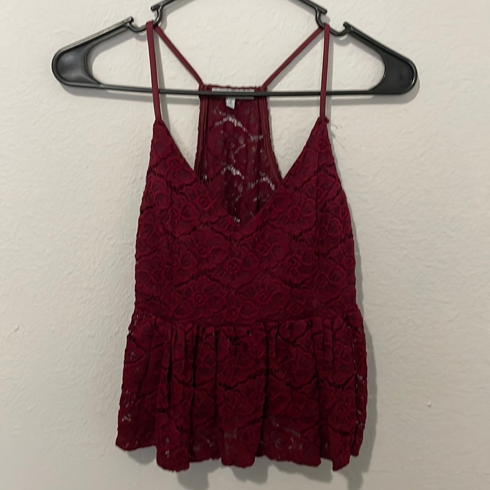 Charlotte Russe | maroon all lace tank top